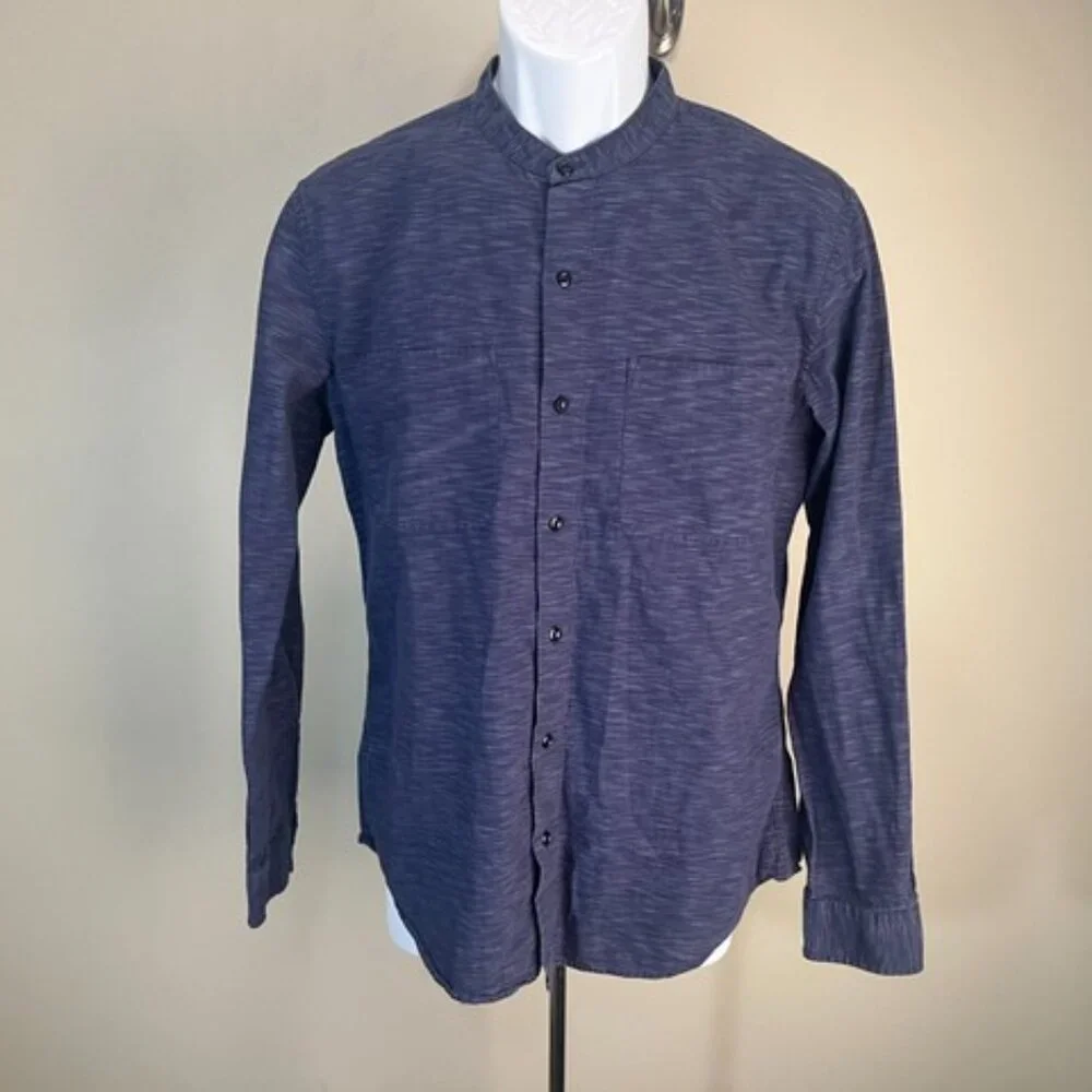 👔 Bonobos Men’s Blue Flecked Banded Collar Slim Fit Shirt M EUC ✨